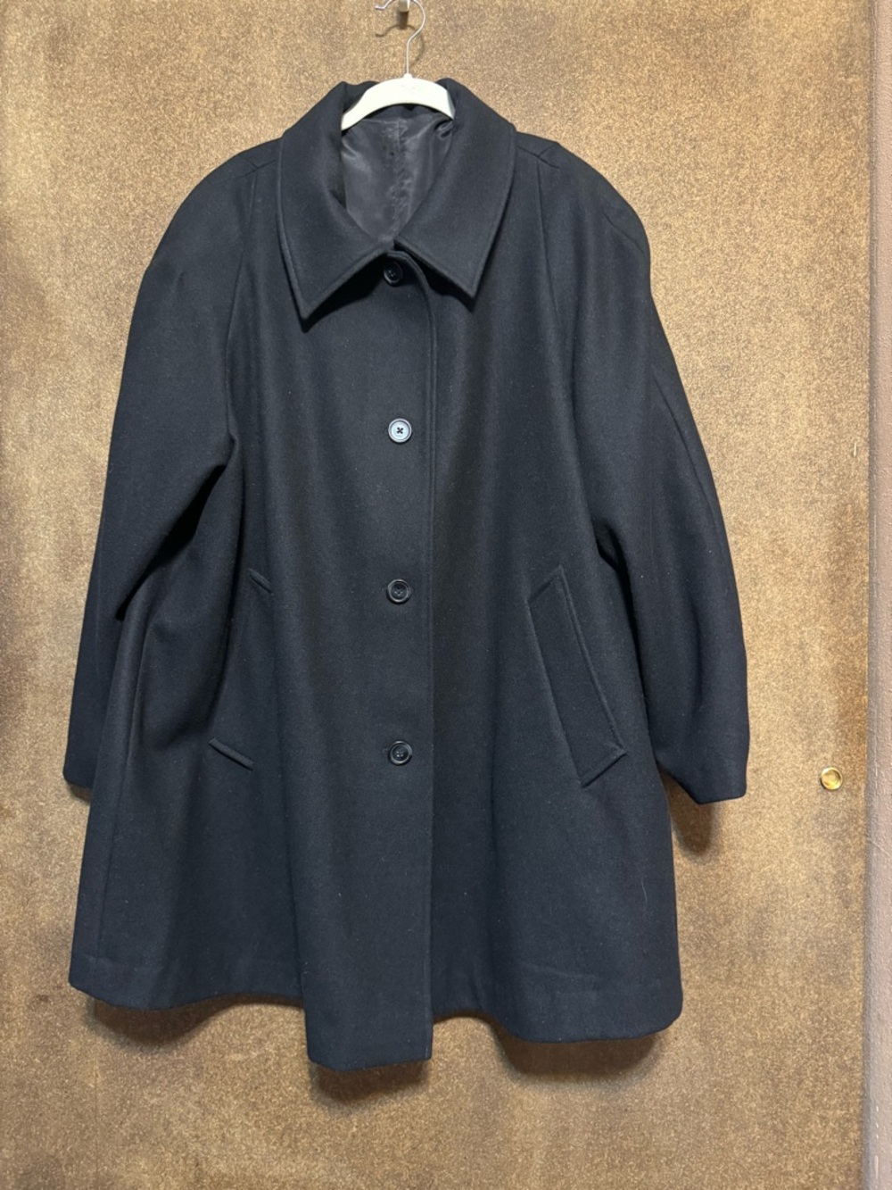 Women's Black Wool-Blend Pea Coat - Classic Single-Breasted Style